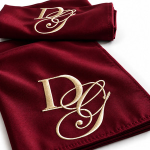 <b>Personalized</b> Monogram <b>Napkin</b> Burgundy Silk <b>Wedding</b> Table <b>Napkin</b> Custom Embroidery Wholesale - Product Image 2