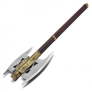 Réplique de l'axe de combat de Gimli de Le Seigneur des Anneaux, hache à double lame des Nains, qualité industrielle, manche en acier au carbone, support mural en bois - Product Image 6