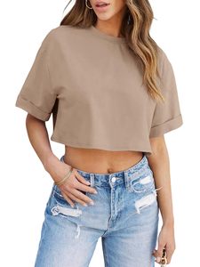 T-shirts pour femmes en jersey uni de haute qualité, coupe ajustée, manches courtes, personnalisables, pour le printemps et l'été. - Product Image 1