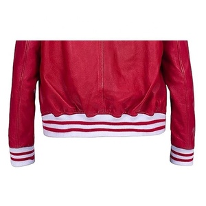 Veste universitaire en PU rouge pour homme, style preppy, col rabattu, manches régulières, couleur unie, fermeture à boutons, vêtement d'automne - Product Image 5