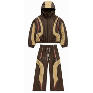 Ensemble survêtement graphique 2 en 1 coupe-vent personnalisé, 100% coton, tissu doux et respirant, sweat à capuche zippé avec pantalon évasé, unisexe - Product Image 5