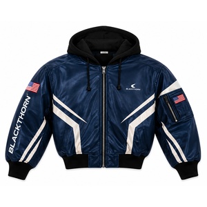 Chaqueta Bomber para Hombre, Chaqueta de Piloto con Cierre en la Manga, Forro de Poliéster, Puños Acanalados, Diseño de Logotipo Personalizado al por Mayor OEM - Product Image 5