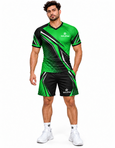 Conjunto de Uniforme Deportivo Sublimado para Hombre, Cuello en V, Manga Corta, Transpirable, Uniforme de Rugby Verde y Negro, Personalizado con Logotipo de Marca y Patrocinador del Equipo - Product Image 3