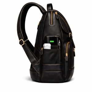 Multi-Purpose Leather <b>Backpack</b> for School, Office and Travel with Organized Compartments and Durable Material - Product Image 3