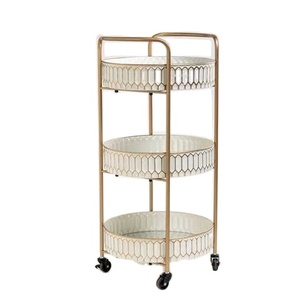 Round Shape 3 Tier <b>Trolley</b> bar Cart for Home Catering Hotel Restaurant Kitchen Food <b>Serving</b> <b>Trolley</b> Wine & Glasses Holder - Product Image 1