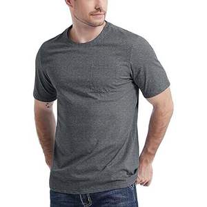 <b>Grey</b> Solid Color 100% Cotton Fabric Men's Round Neck <b>T</b>-<b>Shirt</b> Plain Design Custom Logo Printing Breathable Men's <b>T</b>-<b>shirts</b> ringer - Product Image 5