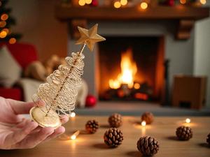 ต้นคริสต์มาสเหล็ก ชุด 3 ชิ้น ต้นสนตั้งโต๊ะเคลือบทองสำหรับตกแต่ง - Product Image 3