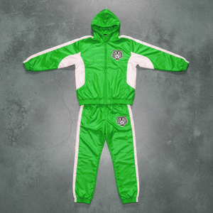 Custom Patchwork Nylon <b>Tracksuit</b> for Men Embroidery Patch logo Hooded Jacket Stack Sweatpants 2 Piece Set <b>Polyester</b> <b>Tracksuit</b> - Product Image 1