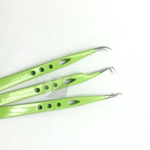 Pinces à épiler professionnelles en acier inoxydable japonais avec logo personnalisé, couleur verte durable, pointe pointue, polyvalentes - Product Image 3