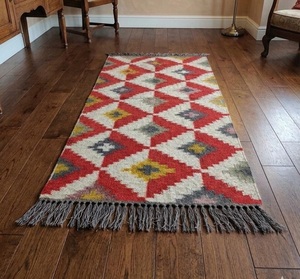 Tapis Kilim Rustique Style Ferme Tissé à la Main Bohème Géométrique Tribal pour Entrée, Couloir, Balcon, Décoration de Sol et d'Intérieur - Product Image 1