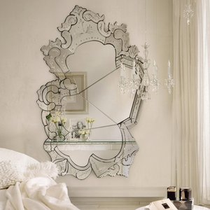 Miroir baroque vénitien de style antique élégant |   Miroir mural décoratif en verre de luxe pour salon, chambre et intérieurs d'hôtel - Product Image 2