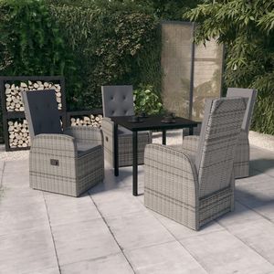 Set da Pranzo da Giardino in Rattan Grigio per 4 Persone, Resistente alle Intemperie, Arredamento da Esterno in Stile Contemporaneo - Product Image 1