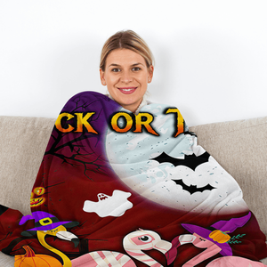 Coperta in flanella con fenicotteri dei cartoni animati per Halloween, morbida e leggera, per divano, ufficio, letto, viaggio - Design multifunzionale con paesaggi naturali - Product Image 4