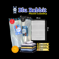 Sacs en plastique transparents en polypropylène (PP) de 15 microns, petits, 35 x 55 cm, marque Blu Rabbit, fabriqués en Indonésie pour la lessive