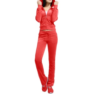 Offre Spéciale deux pièces velours survêtement pour femmes sweat à capuche zippé velours Jogging survêtement ensembles d'entraînement deux pièces - Product Image 3