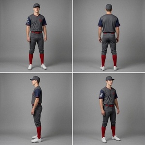 Conjunto de Uniforme de Béisbol Personalizado de Manga Corta con Logotipo Frontal, Uniforme Deportivo de Poliéster con Rayas, Cinturón y Calcetines para Jugadores Adultos - Product Image 2