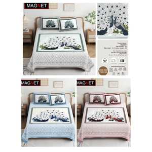 100x108 Inch Queen <b>Bed</b> Sheet with 2 Pillow <b>Covers</b> 120TC 100X108Magnet Home Hotel Bedding - Product Image 1