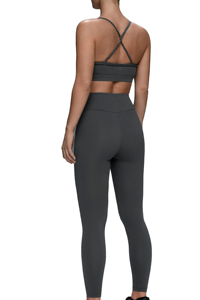Soutien-gorge de sport gris foncé avec design dos croisé, soutien-gorge d'entraînement à maintien élevé - Product Image 5