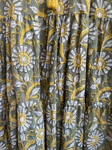 Vestido maxi bohemio vintage para verano, estampado en bloques, de algodón, con bordado floral, vestido de playa para mujer. - Product Image 2