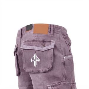 Pantalones Cortos de Mezclilla para Hombre, de Alta Calidad, con Estampado de Serigrafía, Estilo Jeans, de Pierna Ancha, Material Spandex/Poliéster - Product Image 3