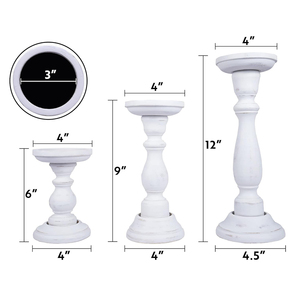 Juego de candelabros de madera de mango más vendidos, 3 soportes de madera blanca para decoración de centro de mesa de granja para decoración del hogar - Product Image 3