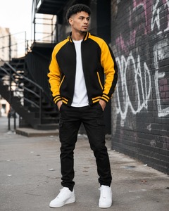 <b>Men's</b> Black And <b>White</b> Varsity <b>Jacket</b> Zipper Closure Casual Style Autumn Wear Regular Fit Solid Color Polyester Material - Product Image 6