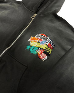 Ensemble de survêtement OEM personnalisé en coton uni délavé à l'acide, coupe oversize, avec sweat à capuche et pantalon de jogging à cordon de serrage, style streetwear d'hiver - Product Image 2