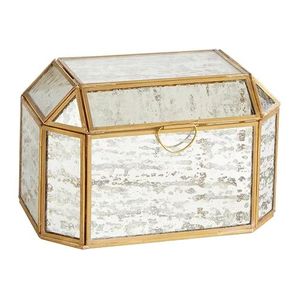 Golden Brass <b>Mirrored</b> Jewelry Box With Handle Storage Organizer - Product Image 5