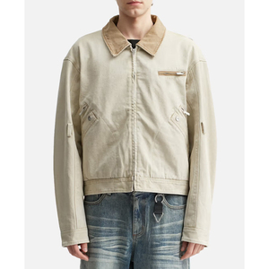 Veste de travail zippée pour homme en coton 100% lavé, coupe courte, avec plusieurs poches zippées discrètes et couleur contrastante - Product Image 6