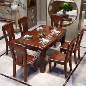 Luxury Eco-Friendly Handcrafted Solid Wood 6 Seater Modern Dining <b>Table</b> Set with Premium <b>Walnut</b> Finish Rectangular Design - Product Image 5