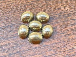Lote al por mayor de gemas sueltas calibradas de pirita dorada natural ovalada de 5x7 mm con base plana para fabricación de joyas - Product Image 5