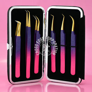 Pinzas de pestañas con punta de fibra Pinzas de extensión de pestañas de 90 grados para un agarre perfecto para pestañas Nunca se desliza Incluso pestañas de 0,03mm - Product Image 5