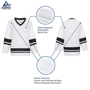 Camiseta de hockey sobre hielo en blanco para practicar, uniforme de equipo personalizado, de alta calidad, en colores blanco y negro, para hombre, para uso deportivo. - Product Image 4