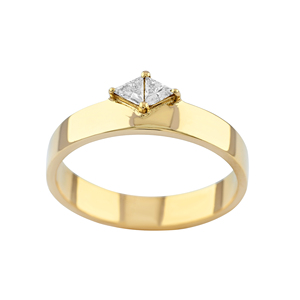 Diamants naturels avec bague de mariage et de fiançailles en or jaune massif 18 carats avec diamant triangulaire, bijoux indiens classiques pour les fêtes - Product Image 4