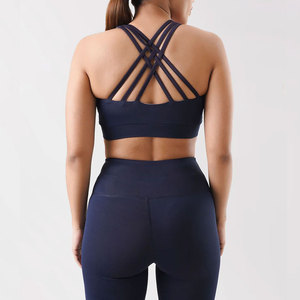 Soutien-gorge de sport pour femme à imprimé floral, dos nageur, col ras du cou, maintien moyen, respirant, pour le yoga et les activités sportives, avec bordure contrastante - Product Image 4