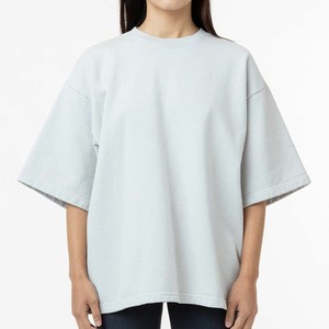 T-shirt ample à col rond et manches courtes pour femme en jersey 100% coton, coupe ample, couleur unie, respirant, style épaules tombantes, OEM - Product Image 1