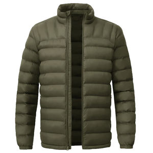 Chaqueta Acolchada Ligera de Lona para Hombre, Abrigo Cálido de Invierno con Forro Acolchado, Resistente al Agua, Cierre Completo, Cuello Alto - Product Image 5
