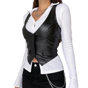 Collection Street : Gilet en cuir surdimensionné pour femme avec rembourrage 100 % cuir et coton, vêtement d'extérieur élégant sur mesure - Product Image 2