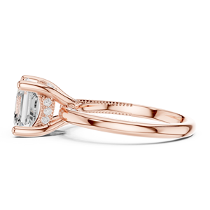เครื่องประดับทองคำชมพู 14k ยอดนิยม ชุบออกซิไดซ์ ประดับเพชรทรง Asscher แบบสี่ขา ฝังเพชรเพาะเลี้ยง สวยงาม เหมาะเป็นของขวัญหมั้นสำหรับเธอ - Product Image 2