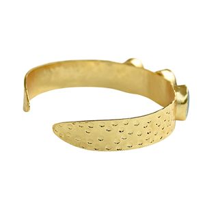 Gold Plated Brass <b>Bangle</b> <b>Bracelet</b> With Sapphire And Green Stones Bohemia Style Unisex Jewelry - Product Image 3