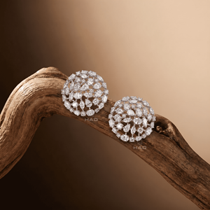 Pendientes de Diamantes Cultivados en Laboratorio, Oro Blanco, Diseño Floral Redondo, Joyería Fina de Lujo, Elegante Regalo para Mujer - Product Image 2