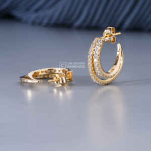 Pendientes de Aro de Lujo en Oro Amarillo de 14K con Moissanita de Corte Redondo para Mujer, 1.04ct, 66 Piedras, Regalo de Joyería para Aniversario - Product Image 5