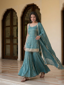 Indian Pakistani Salwar Kameez <b>Set</b> Heavy Embroidery Mirror Work Dupatta Traditional Ethnic Wear - Product Image 2