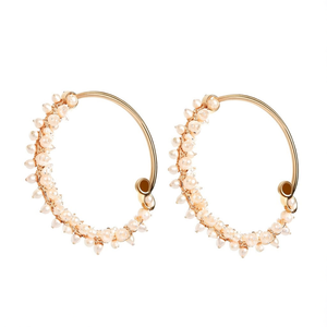Matte Polish Hoop Earrings with Crystal Pearl Diamond & Ruby-Stainless Steel Alloy & Brass-Perfect for Wedding Party & Gift - Product Image 2
