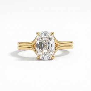 Elongated Cushion Cut Diamond Solitaire Engagement Ring 10K 14K 18K Solid Gold Plated <b>Silver</b> Classic Four Prong <b>Set</b> For Women - Product Image 2