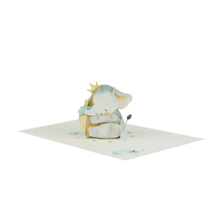 Carte pop-up 3D artisanale OEM en forme d'éléphant pour bébé, idéale pour les cadeaux et la vente au détail - Product Image 2