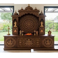 Mandir traditionnel hindou en bois de teck massif avec finition or blanc de qualité supérieure, aspect marbre, dômes, meubles pour la maison, USA