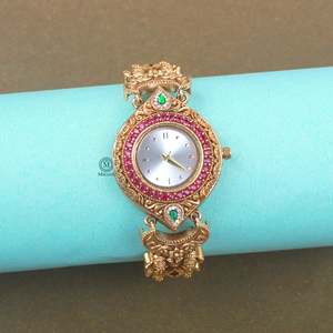 Raavi Antique Designer Brass Watch Bracelet - Product Image 3