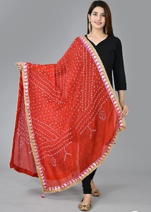 Rajasthani <b>Art</b> Silk Bandhani Dupatta with Elegant Lace Border Traditional Bandhej Tie Dye Dupatta Ethnic Fashion Accessor - Product Image 4