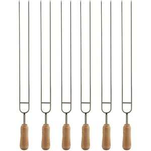 Spiedini per Barbecue in Acciaio Inox da 15,3 Pollici con Manico in Legno, Spiedini a Doppia Punta per Grigliare Kabobs, Utensili per BBQ - Product Image 1